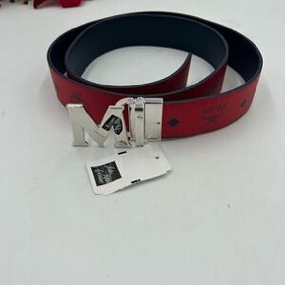 Men’s MCM monogram, red leather reversible belt size 50 can be made smaller - Picture 4 of 6